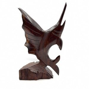 Vintage Ironwood Sailfish Marlin Sculpture 8" Hand Carved Wood Nautical Statue